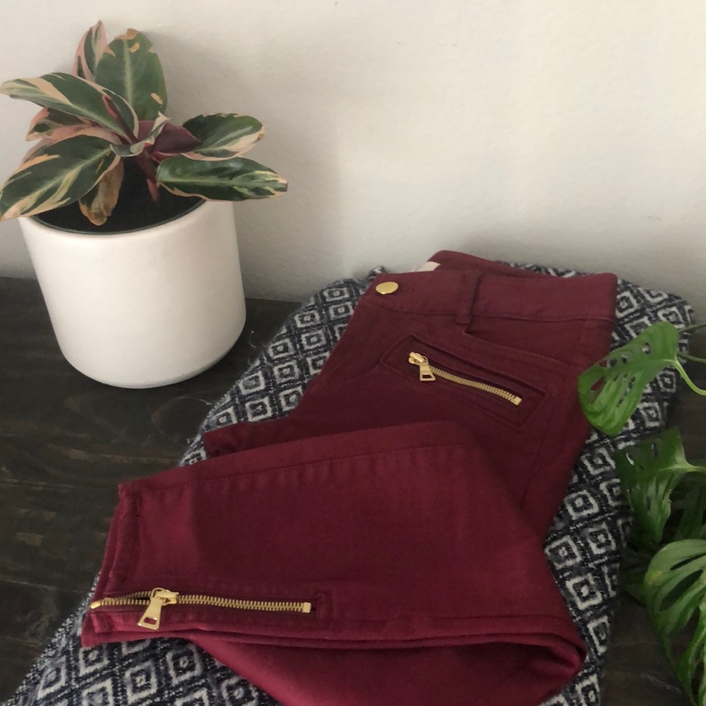 The Limited Maroon Zip Skinny Pant